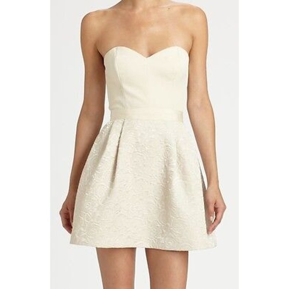 Erin Fetherston Strapless Sweetheart Rose Brocade Dress Champagne 8 Nwt $330